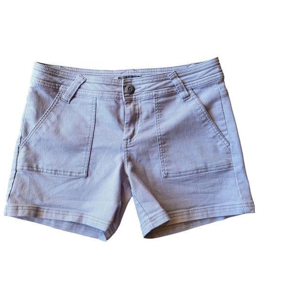 prAna Pants - Prana Shorts 6 Womens Grey White Striped Mid Rise Pockets Cotton Blend